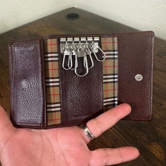 Burberry Brown Leather 5 Hooks Key Holder‎ Coin Wallet Case Authenticated W/ COA - Picture 11 of 13